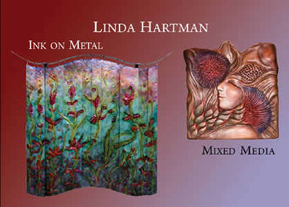 Linda Hartman, Mixed Media / Ink on Metal Linda Hartman, Mixed Media